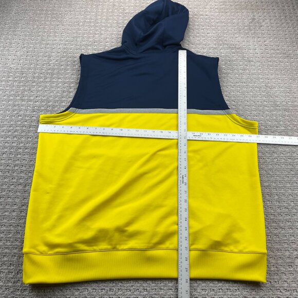 Adidas Basketball Sleeveless Hoodie Men 2XL Yellow Navy Blue Hooded Baller Hoops - Picture 6 of 8